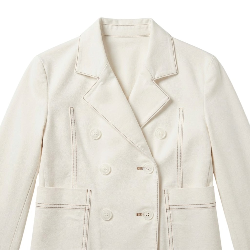 Veronica Beard Blazer Women 12 Off-White Dickey Compatible Contrast Stitch